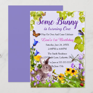 Invitation Lapin Floral 1er anniversaire