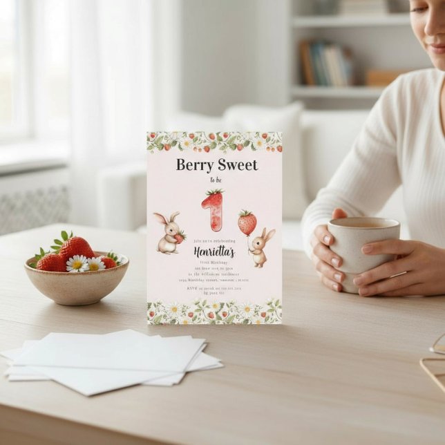 Invitation Lapin Floral Sucré Anniversaire Fête de Naissance  (Créateur téléchargé)