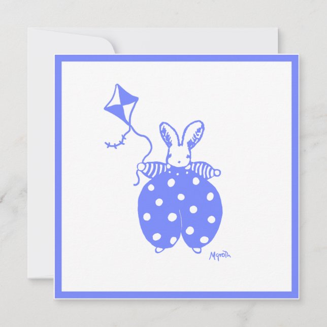 Invitation lapin garçon bleu (Devant)