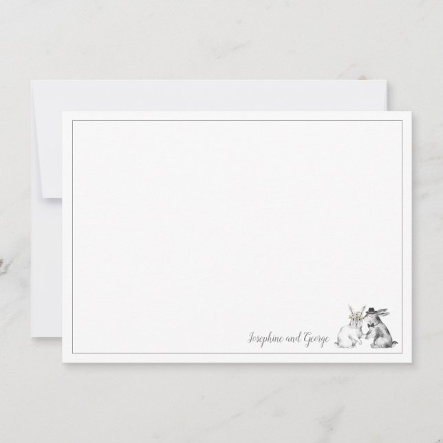 Invitation Lapin gris et blanc lapin (Devant)