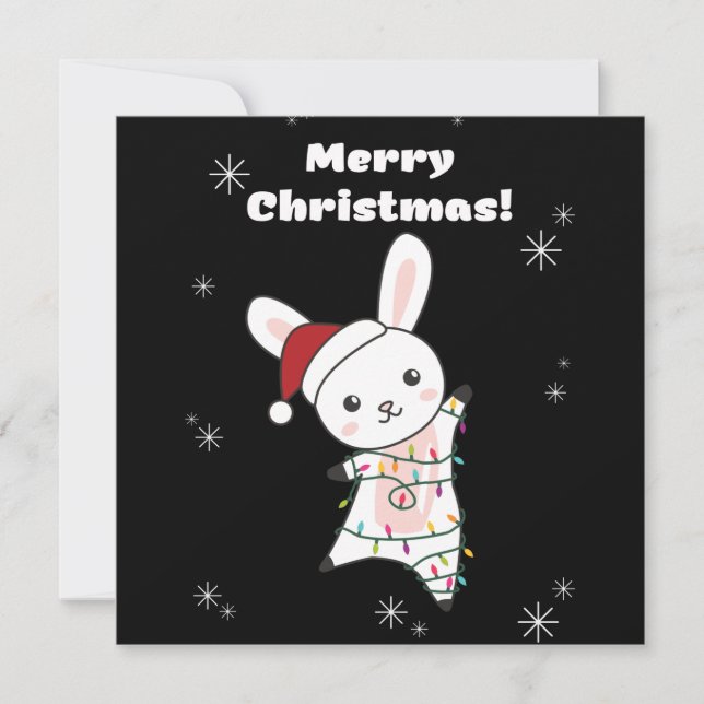 Invitation Lapin Joyeux Noël Animaux d'Hiver Lapins (Devant)