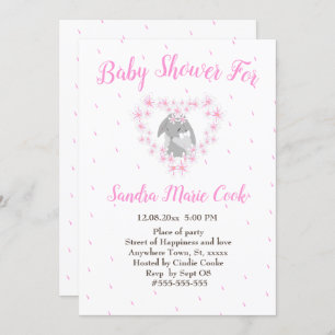 Invitation Lapin Lapin Baby shower fille rose