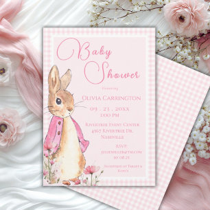 Invitation Lapin Lapin Baby shower rose