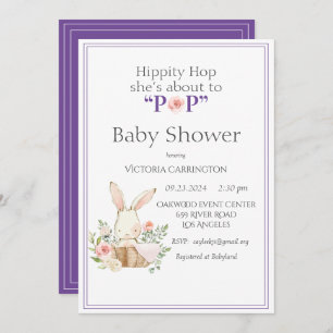 Invitation Lapin Lapin De Bois Violet Moderne