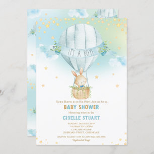 Invitation Lapin Lapin Hot Air Balloon Baby shower garçon