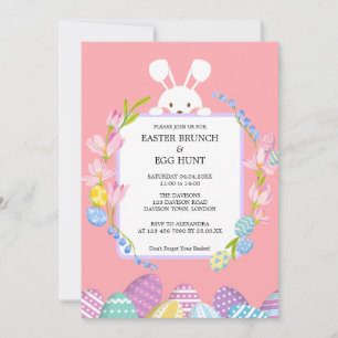 Invitation Lapin lapin mignon Pâques Brunch & Chasse aux oeuf