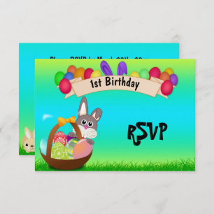 Invitation Lapin mignon dans anniversaire RSVP de Pâques de
