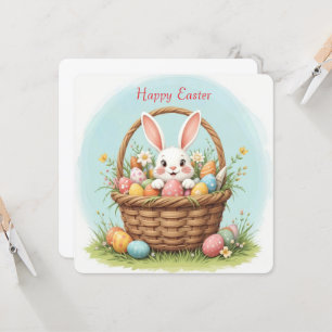 Invitation Lapin mignon dans un panier de Pâques