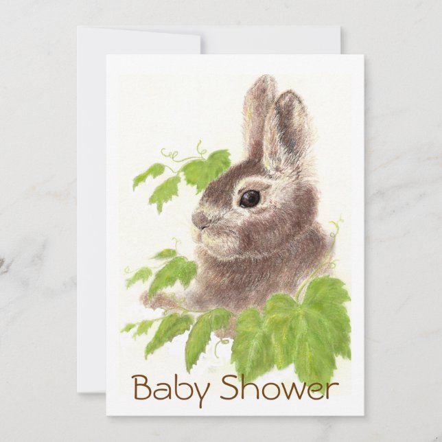 Invitation Lapin mignonne, Baby shower animal de jardin (Devant)