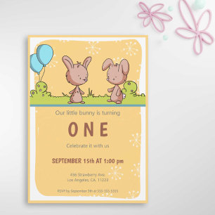 Invitation Lapin Moderne 1er Anniversaire