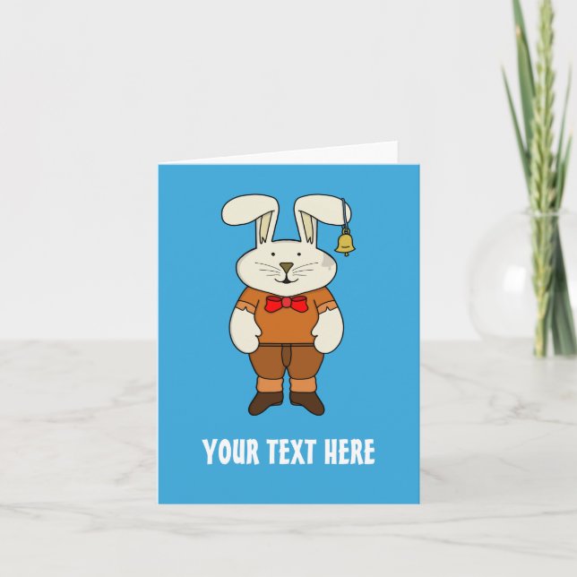 Invitation Lapin personnalisé avec une cloche dans l'oreille (Devant)