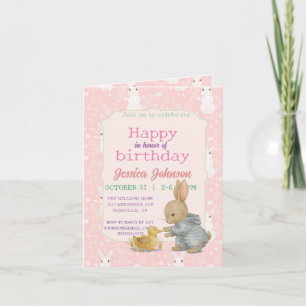 Invitation Lapin Rose fille