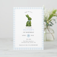 Lapin topiaire mignon bleu Gingham Anniversaire 