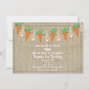 Invitation Lapins & Carottes Guirlande de Pâques Fête d'anniv