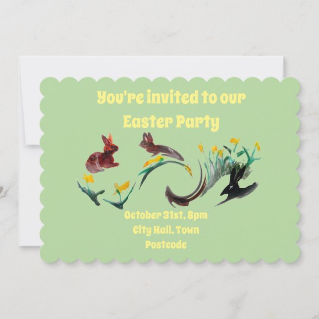Invitation Lapins Jonquilles Printemps (Devant)