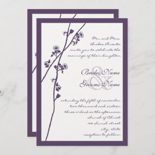 Invitation Lapis Purple Fleur Wild Branche Mariage Invite