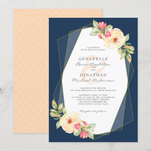 Invitation L'aquarelle de pêche de marine fleurit le mariage