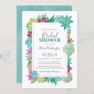 Invitation L'aquarelle lumineuse de Succulents fleurit la