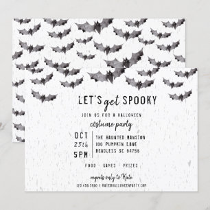Invitation L'aquarelle mignonne manie la batte Halloween