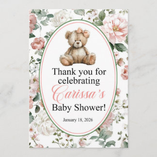 Invitation LAQUITA teddy bear Baby Shower sign for Carissa