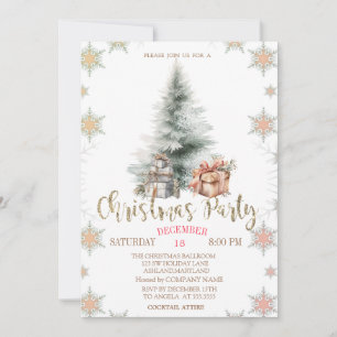 Invitation L'arbre de Noël présente des flocons de neige