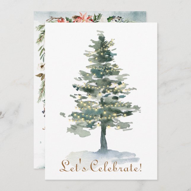 Invitation L'arbre forestier magique allume la fête de Noël (Devant / Derrière)