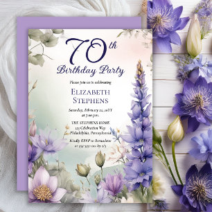 Invitation Larkspur   Fête d'anniversaire de 70 ans de fleur 