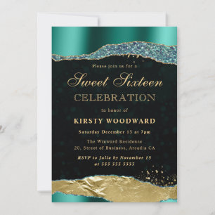 Invitation Larmes de Glamour Saphyr et Or pour un Sweet Sixte