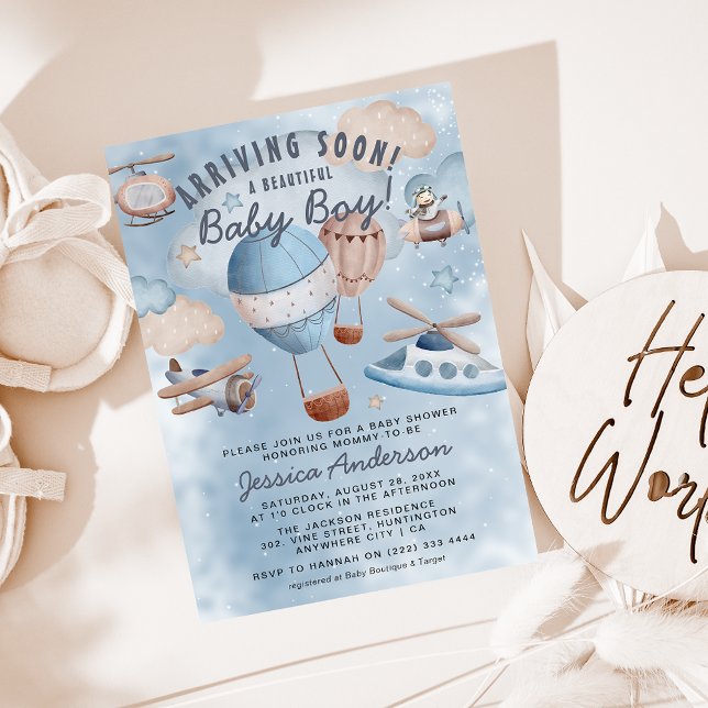 Invitation L'arrivée d'un nouvel aviateur : Baby Shower pour  (Créateur téléchargé)