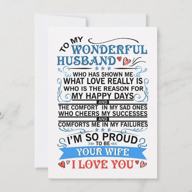 Invitation L'Art De La Femme À Mon Merveilleux Mari (Devant)