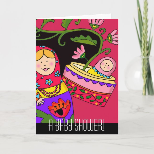 Invitation L'art populaire ukrainien Baby shower de Matryoshk (Devant)