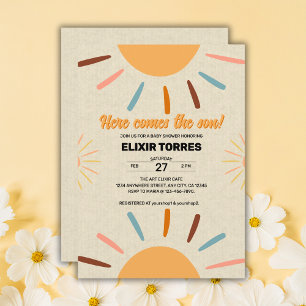 Invitation L'Artisanat Minimaliste Ici Vient Le Baby shower F