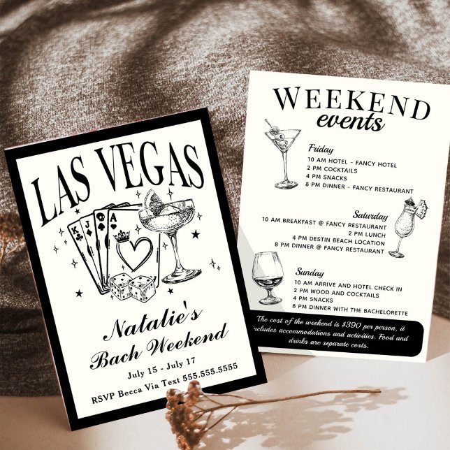 Invitation Las Vegas Bachelorette Social Cocktail Itinéraire (Créateur téléchargé)