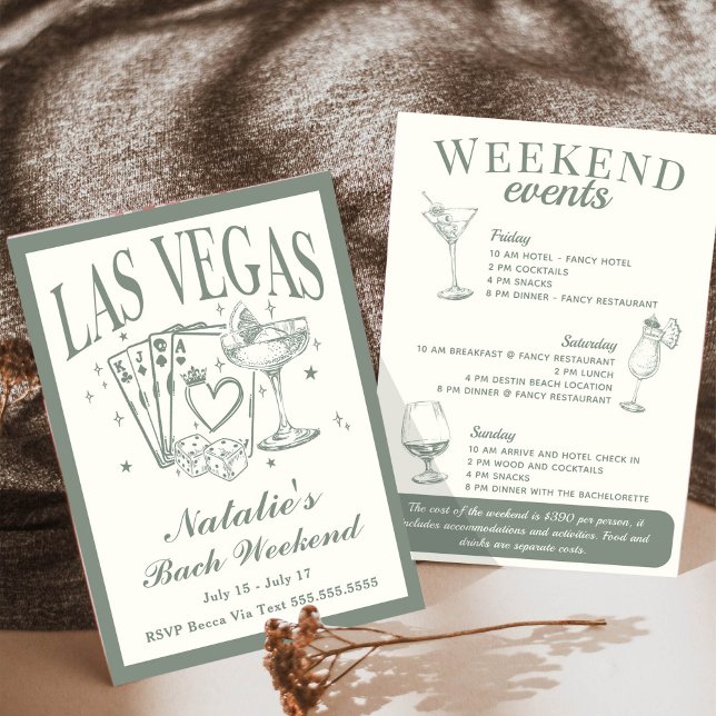 Invitation Las Vegas Bachelorette Social Cocktail Itinéraire (Créateur téléchargé)