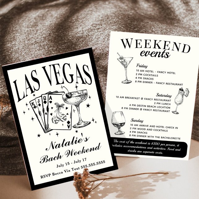 Invitation Las Vegas Bachelorette Social Cocktail Itinéraire (Créateur téléchargé)