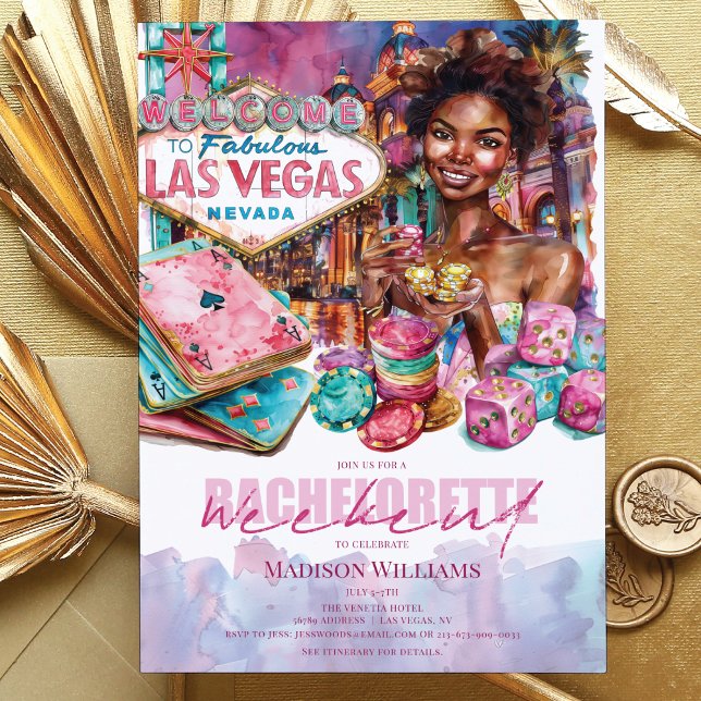 Invitation Las Vegas Bachelorette week-end Afro Girl (Créateur téléchargé)