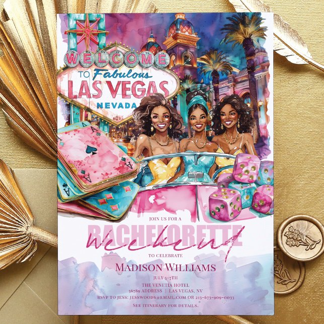 Invitation Las Vegas Bachelorette week-end Afro Girls (Créateur téléchargé)