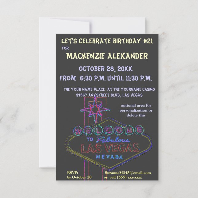 Invitation Las Vegas Boulevard Casino Anniversaires Parties 2 (Devant)