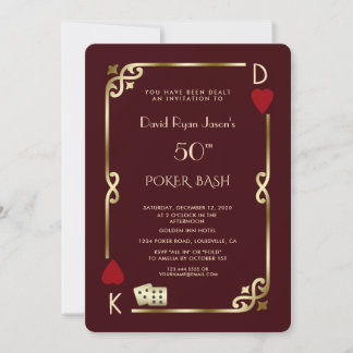 Invitation Las Vegas Casino Deep Burgundy Gatsby Man Birthday
