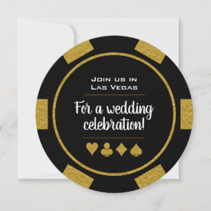 Invitation Las Vegas Casino Gold et Black Poker Mariage Chip