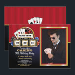 Invitation Las Vegas Casino Night Anniversaire Photo<br><div class="desc">Machine à sous Casino Conception photo de la fête de nuit. Parfait pour tous les anniversaires d'âge. Modifiez simplement le texte pour convenir à votre parti. Impression arrière incluse.</div>