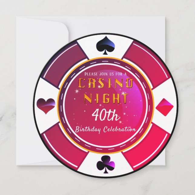 Invitation Las Vegas Casino Night Birthday Party (Devant)