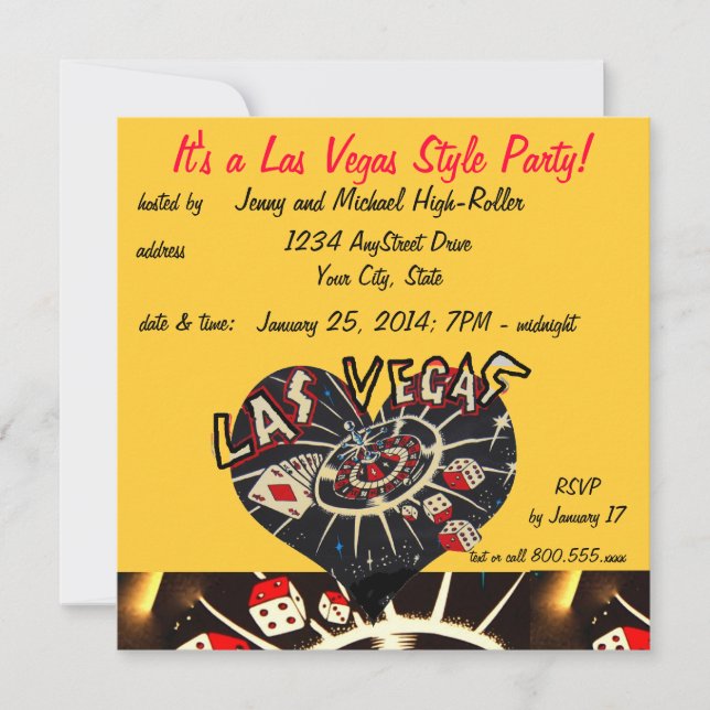 Invitation Las Vegas Casino Style Party (Devant)