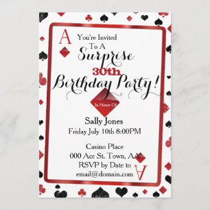 Invitation Las Vegas Casino Surprise fête d'anniversaire