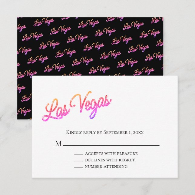 Invitation Las Vegas coloré éclabouille mariage RSVP (Devant / Derrière)