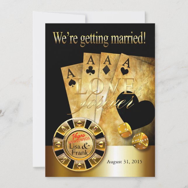 Invitation Las Vegas Deluxe Mariage | noir or (Devant)
