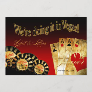 Invitation Las Vegas Deluxe Mariage   or noir rouge