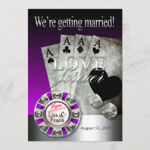 Invitation Las Vegas Deluxe Mariage   violet argenté