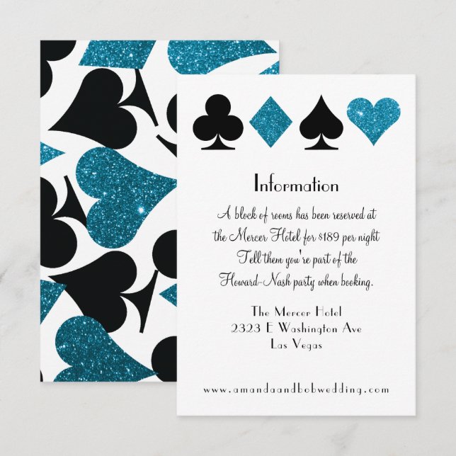 Invitation Las Vegas Destiny Malibu Blue Parties scintillant  (Devant / Derrière)