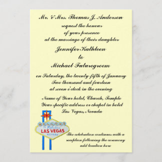 Invitation Las Vegas épousant des mots formels jaune pâle